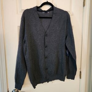 Club Room Mens V-Cardigan Sweater Charcoal Heather Medium